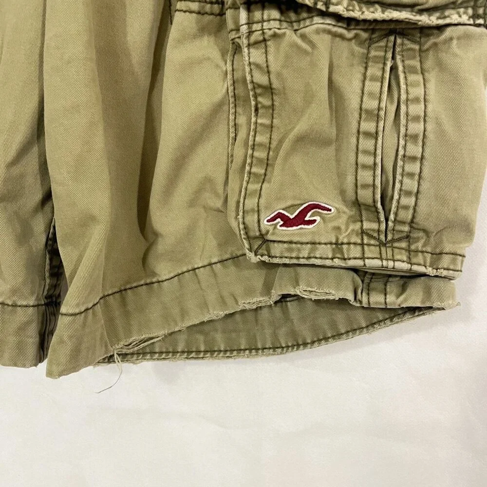 Vintage Hollister Y2K Green Cargo Shorts Distressed -‎ Men's Size 28